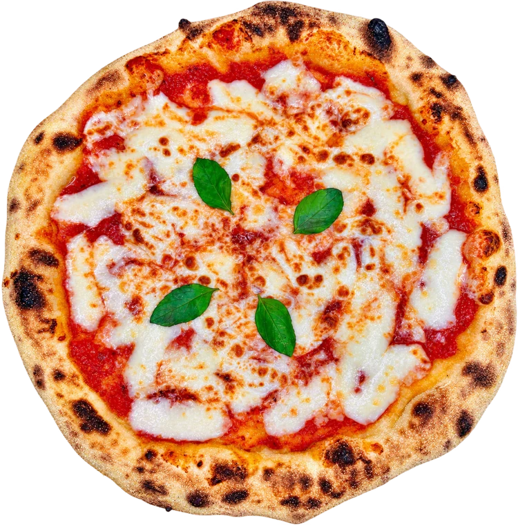 Pizza Margherita DiVerardo com borda artesanal e manjericão